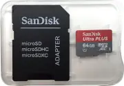 SANDISK ULTRA PLUS MICROSDXC UHS-I CARD W/ADAPTER 64GB SDSQUSC-064G-AC1MA