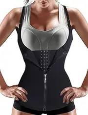 [Junlan] Women Waist Trainer Corset Zipper & Hook Body Shaper Workout Tank Tops Shapewear