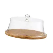 Dustproof Cake Cover Dining Table Cover Clear Pastry Display Server Bamboo Base