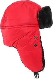 [WESIEVYA] Army Hat Outdoor Hats for Men Fur Trapper Hat Ski Mask Face Mask Cold Weather Mens Caps and Hats Outdoor Hat for Men Red