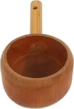 Homoyoyo Wooden Soup Ladle Spoon Retro Japanese Water Scoop Bathing Rinse Cup Versatile Kitchen Tool for Serving Rice Flour More Elegant Design for Home Commercial Use