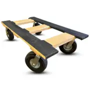 Premium Solid Oak Wooden Hot Tub Dolly with Pneumatic Casters - 50"L x 28"W - 14