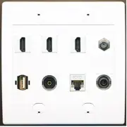 RiteAV 3 Port HD 1 Coax Cable TV USB Digital Optical Ethernet 3.5mm Wallplate
