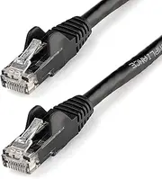 StarTech.com 12ft CAT6 Ethernet Cable - Black CAT 6 Gigabit Ethernet Wire -650MHz 100W PoE RJ45 UTP Network/Patch Cord Snagless w/Strain Relief Fluke Tested/Wiring is UL Certified/TIA (N6PATCH12BK)