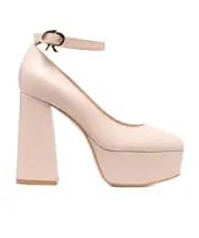 Gianvito Rossi Vernice Platform Round Toe Pumps 38.5,39.5 Nude