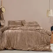 Ardor Vivienne Champagne Crushed Velvet Quilt Cover Set