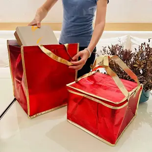 保冷袋 覆膜袋 (紅色新年款) 保溫袋 購物袋 LOGO 印刷 客製化 保冰袋 鋁箔保溫袋 禮贈品【塔克】