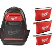 Milwaukee Jobsite Tool Backpack 10" w/ (3-Pack) Zipper Tool Bag 12" Multi-Color