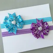 2x Baby Toddler Girls Bow Headband Hair Accessories Silver Purple Light Blue