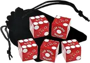 Authentic Las Vegas Casino Dice Craps Stick Sets with Matching Serial Numbers 5-Dice Plus Storage Pouch - The Linq (Red Polished)