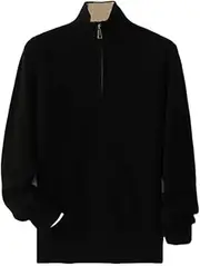 [Hamthuit] Men's Thick Zipper Pullover Mock Neck Sweater Knitwear Soft Casual Warm Sweater Zipper Knitted Shirt Pullover