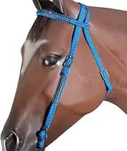 HILASON Horse Bridle Headstall Flat Braided Paracord Crystal