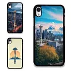 US Seattle Space Needle Hard Black Cover For iPhone XS 11 12 13 14 15 16 Pro Max