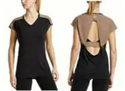 Mission Women's Vaporactive Isobar Open Back Top, Black, Size M - 0J_80