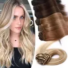 Brazilian Remy Clip in 100% Human Hair Extensions Full Head Straight Weft AU