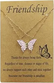 [YALLNASL] Best Friend Gift Necklaces for 2 Girls Butterfly Friendship Necklace Gifts for Women Girls Matching Necklaces for Best Friends BFF Besties Butterfly Necklaces Birthday Gifts