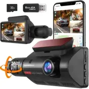 Dash Cam, 2 Channel 360°WiFi Dash Camera for Cars,1440P Dash Cam Front and In...