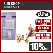 100% Genuine! D.LINE Sweet Creations Two-Tone Disposable Icing Set 10 Bags!