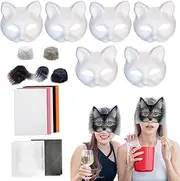 Furry Masque Kit - 18x/Set Creative Arts Crafts,Cosplay Party Props, Blank Cat Masque Set, Animal Costume Accessory for Masquerade, Party