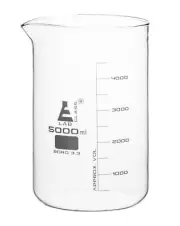 Eisco Labs 5000ml Beaker - Low Form - White Graduations - Borosilicate Glass