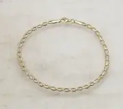 7" Double Foldover Oval Link Bracelet Lobster Clasp Real Solid 14K Yellow Gold