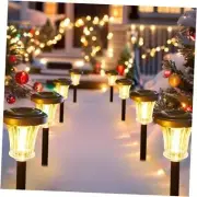 8Pk 2 Modes(Steady on/Flickering ) Solar Christmas Lights, 8Pack Circular Lines