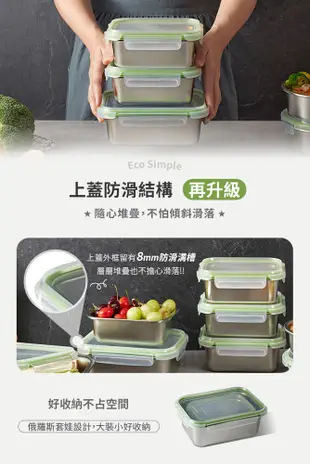 【美國康寧 Snapware 】Eco Simple 可微波不鏽鋼長方形保鮮盒-1850ml (5.9折)