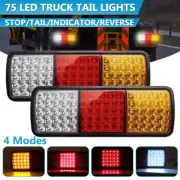 2x 75 LED Tail Lights Stop Indicator Reverse Lamp Trailer Truck Ute Light 12V