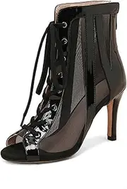 [HOBTEC] Women's Ankle Dance Boots Open Toe Lace-up Ballroom Tango Performance Party Latin Salsa Dance Shoes