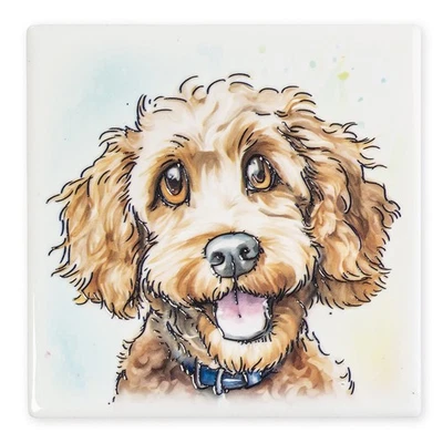 Arora Design Coasters Caricature Drinks Coaster Dog Poodle Cross