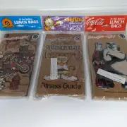 Lot of three packs flat bottom lunch bags party bags Taz Garfield Coca-Cola