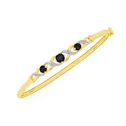 9ct Gold, Sapphire & Diamond Bangle in Blue