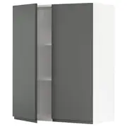 METOD wall cabinet with shelves/2 doors, white/Voxtorp dark grey, 80x37x100 cm
