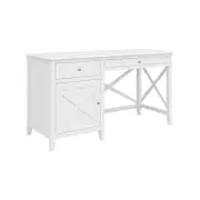 Daisy Study Computer Desk 140cm Office Executive Table Solid Acacia Wood - White