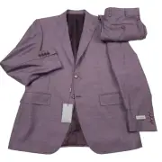 $2150 Canali Siena Purple Sharkskin Wool Suit Mens Size US 40R (Italy 50R)