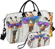 [YMXFXP] Giraffe Board Rustic Duffle Bag for Travel, Gym Bag with Multiple Interior Pockets for Men Women Overnight Purse Included 20.5 x 1.9 x 13.8 In, Multi, one size