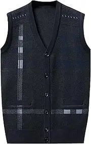 [JEShifangjiusu] Mens Thick Sweater Vests Classic V-Neck Knitwear Sleeveless Sweater Pullover Autumn Winter Warm Tank Tops