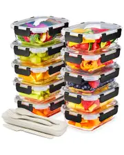 Sorbus Set of 10 Glass Meal Prep Containers With Airtight Lids