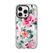 iPhone 16 Pro Clear Case MagSafe Compatible Bold Rose Floral