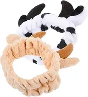 OFFIGAM 2Pcs Cute Cow Ear Headbands for Makeup Skincare Adorable Horn Facial Headbands for Face Washing Spa present for Friends Durable Comfortable Design