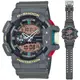 CASIO 卡西歐 G-SHOCK 復古時尚 大圓錶殼雙顯錶-深灰色(GA-400PC-8A 防水200米)