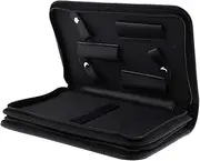 Oshhni Soft Leather Hair Scissor Shears Case Hairdressing Comb Pouch, Black