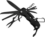 Multifunction Swiss Folding Knife Army Survival Tactical Pocket Camping Tools,Outdoor Survival,Multi Function with Opener Screwdrivers Saw Scissors (Black)