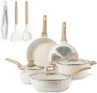 CAROTE Nonstick Pots and Pans Set, White Granite Induction Cookware Sets, 11 Pcs