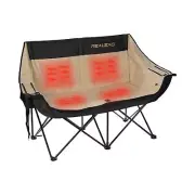 REALEAD Heated Double Camping Chair - Heated Folding Chairs for Outdoor Sport...
