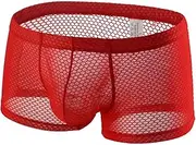 [Generic] Men Underwear Sexy Mesh Boxer Briefs See Through Fishnet Shorts Pants Erotic Clubwear Sexy Underwear Swim Trunks