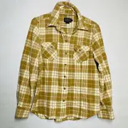 Pendleton Women Size L Beige Plaid Snap Front Missy 100% Virgin Wool