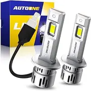 AUTOONE Upgraded H1 LED Light Bulb, 600% Brighter Fog Light Lamps with Turbofan, 6500K Cool White, 1:1 OEM Halogen Size, Pack of 2