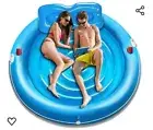 XL Inflatable Tanning Pool Float Lounger With Backrest And Drink Holder