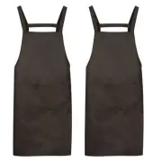 2pcs H Style Apron Cooking Aprons Artist Painting Apron Brown